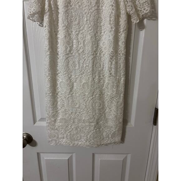 Johnston & Murphy white lace mini shirt style dress sz 8 - Picture 5 of 10